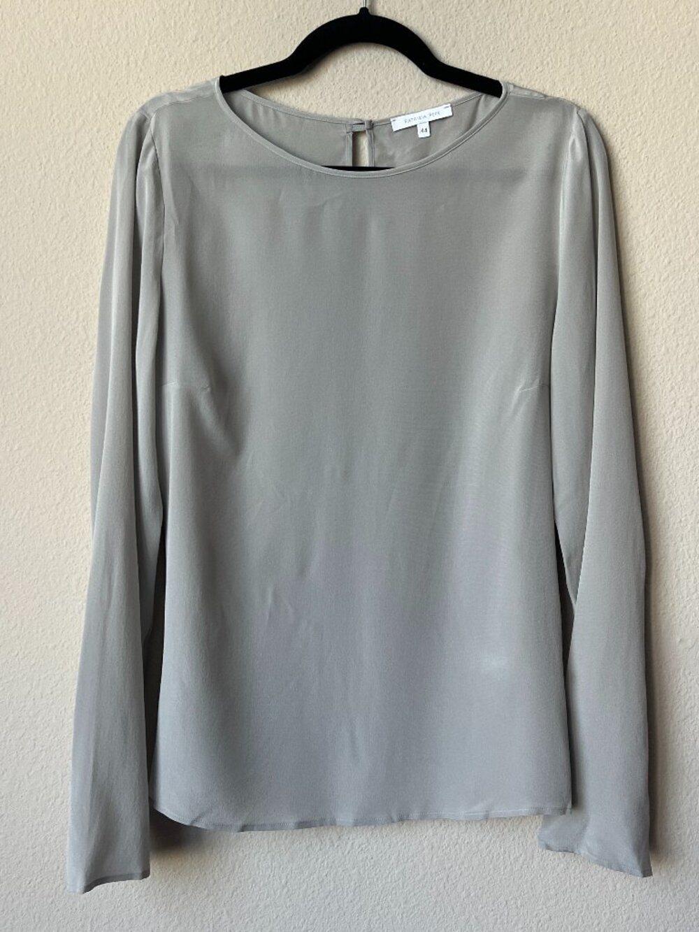 Patrizia Pepe Silk Light Grey Long Sleeve Blouse Size IT 44